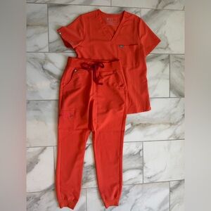 Orange Scrub Set with Jogger Pants